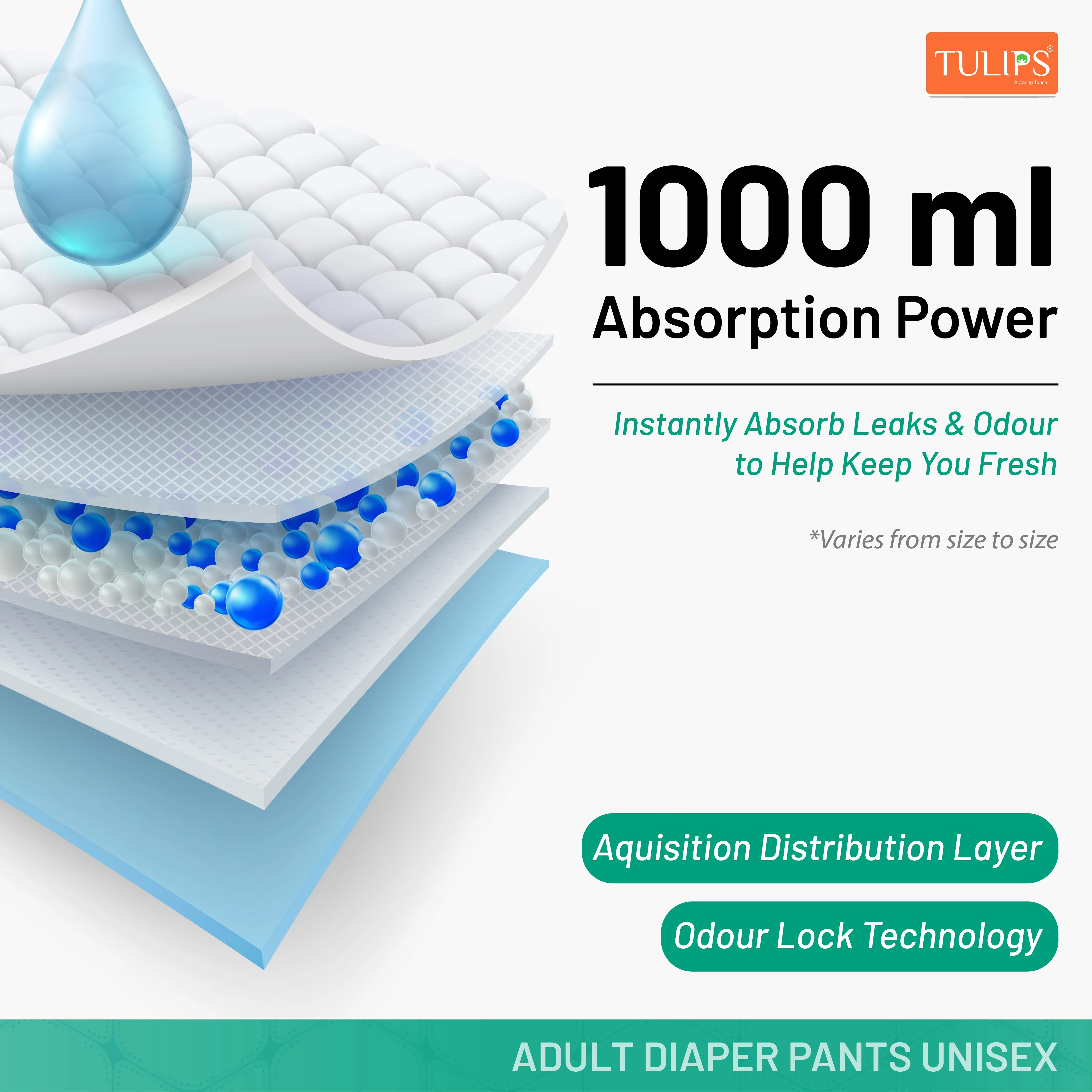 Tulips Adult 10 Diaper Pants - Size XL - Maximum Comfort & Leak Protection - Image 5
